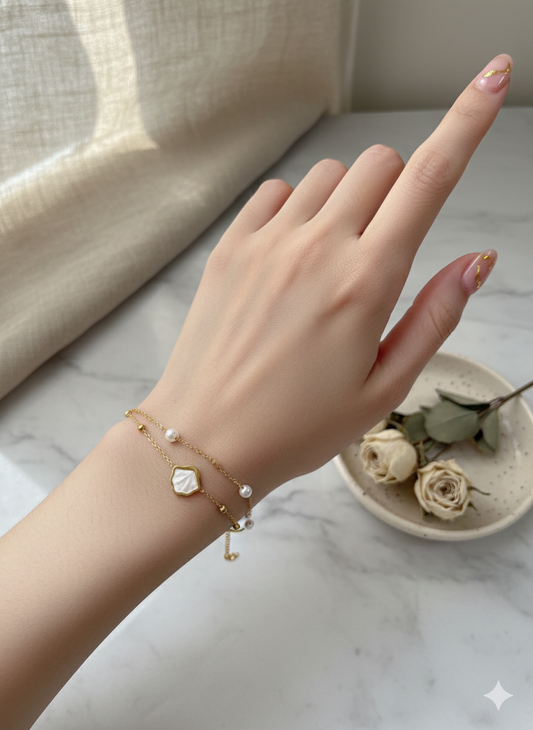 Pearl Petal Anklet/Bracelet (Single Piece)