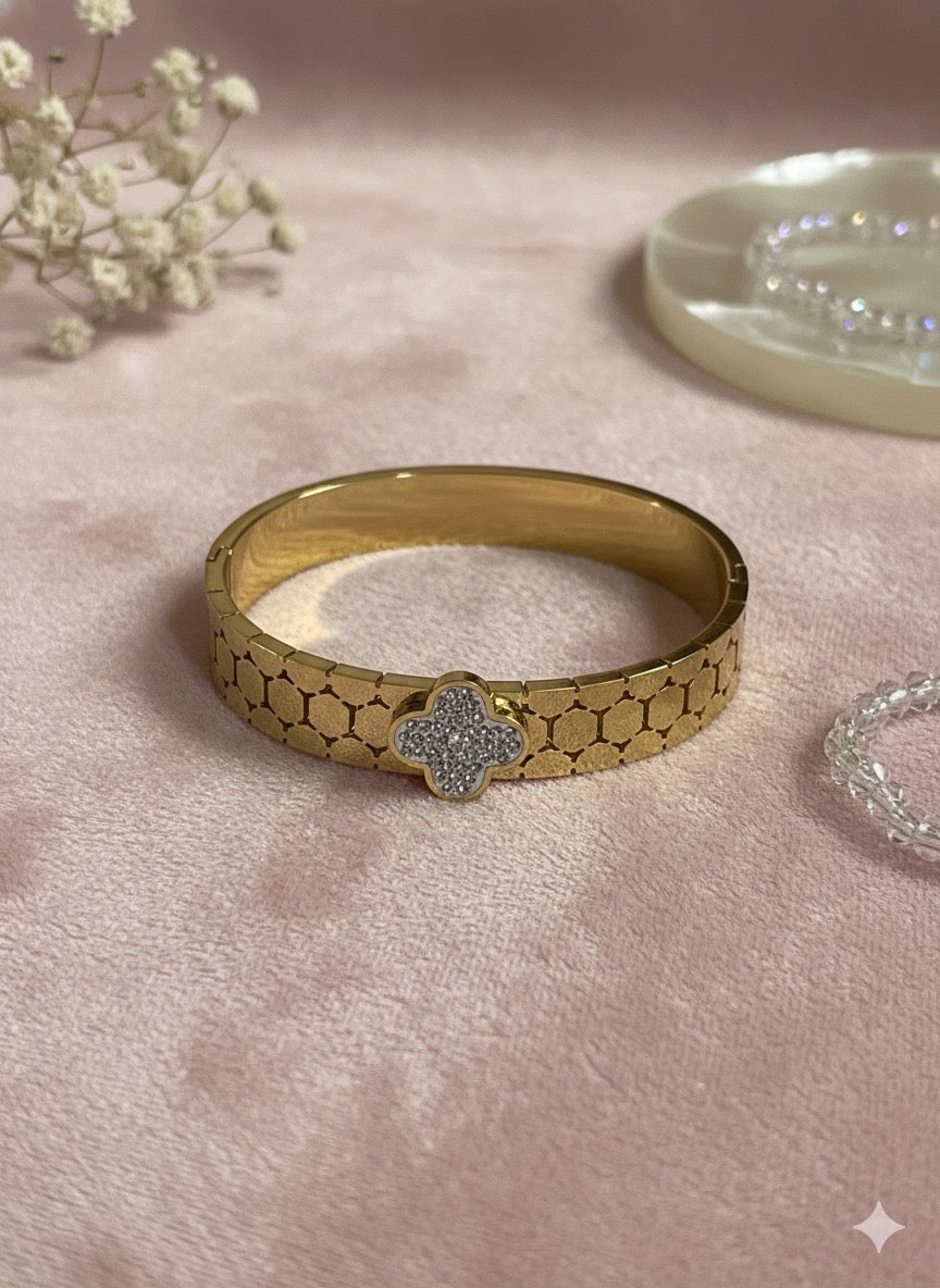 Hex Clover Cuff Bangle