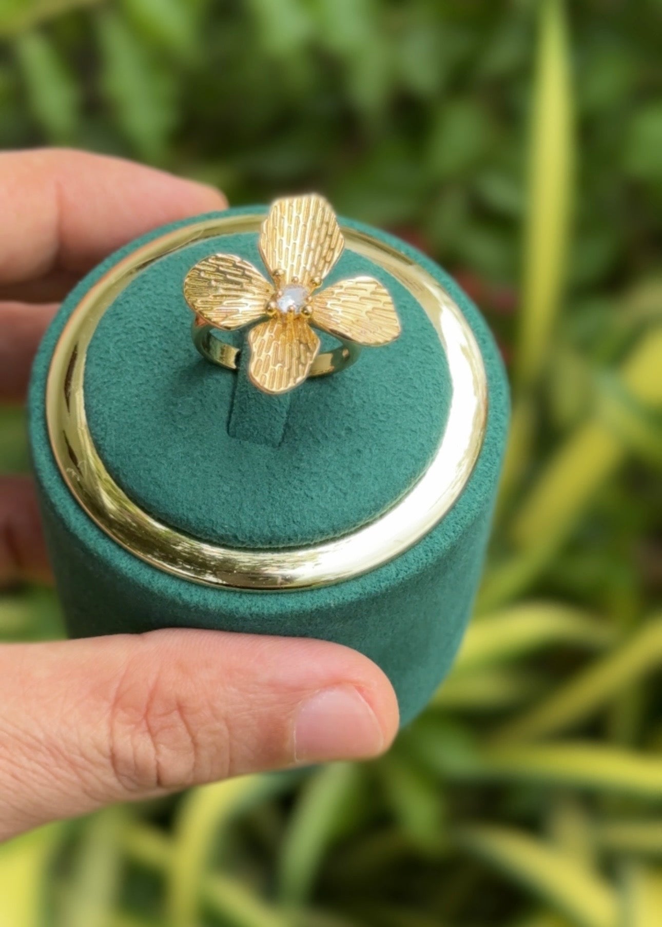 Golden Blossom Charm Rings (Adjustable)