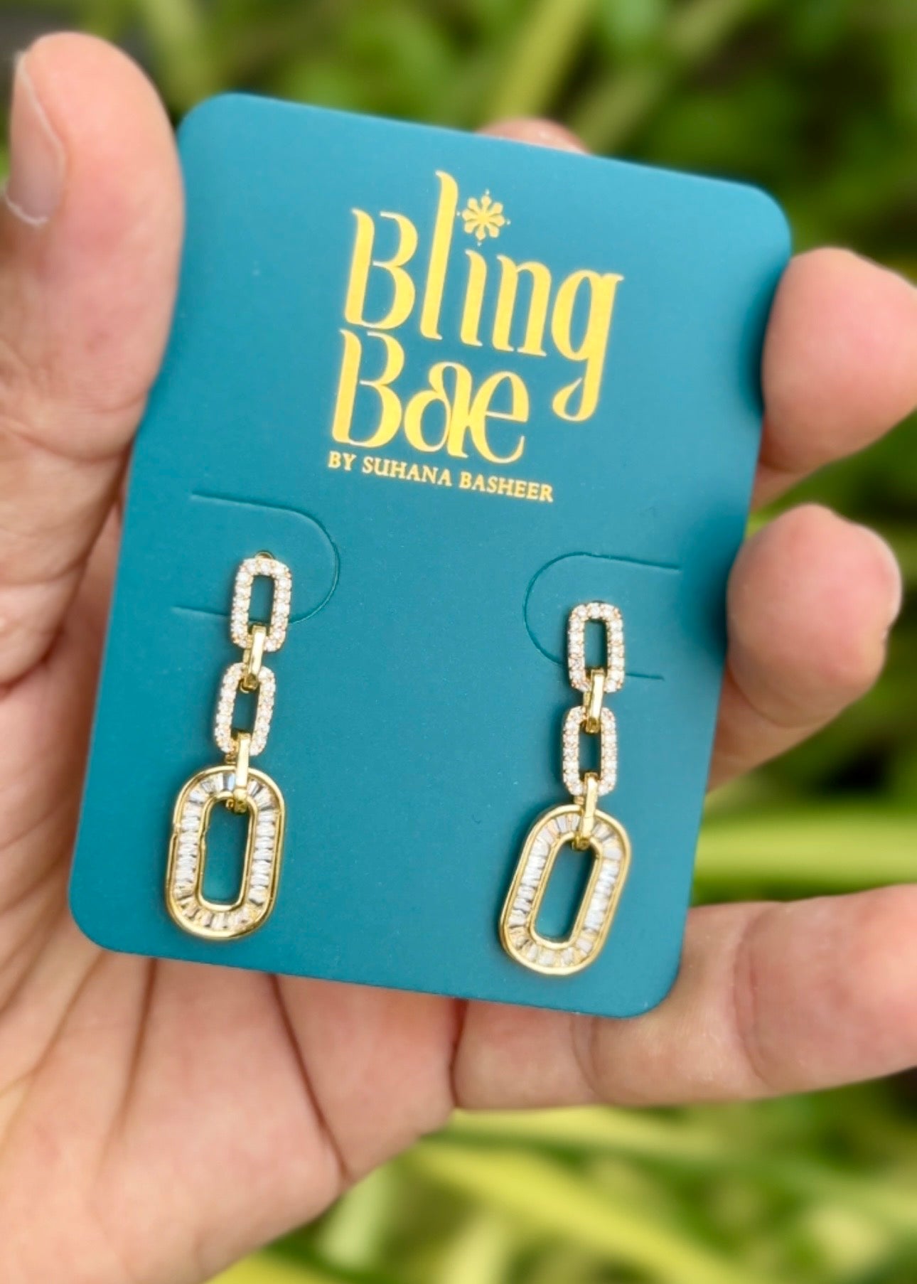 Crystal Link Drop Earrings