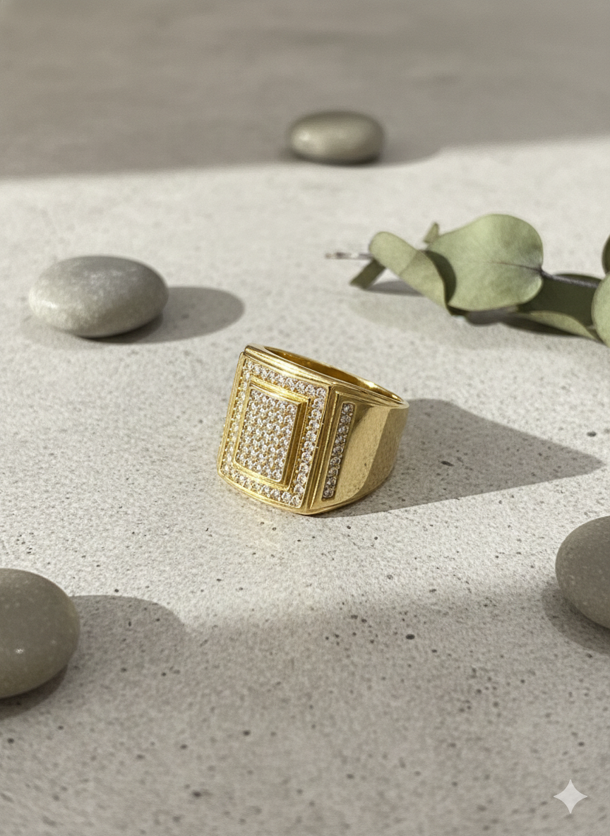 Square Cluster Signet Rings