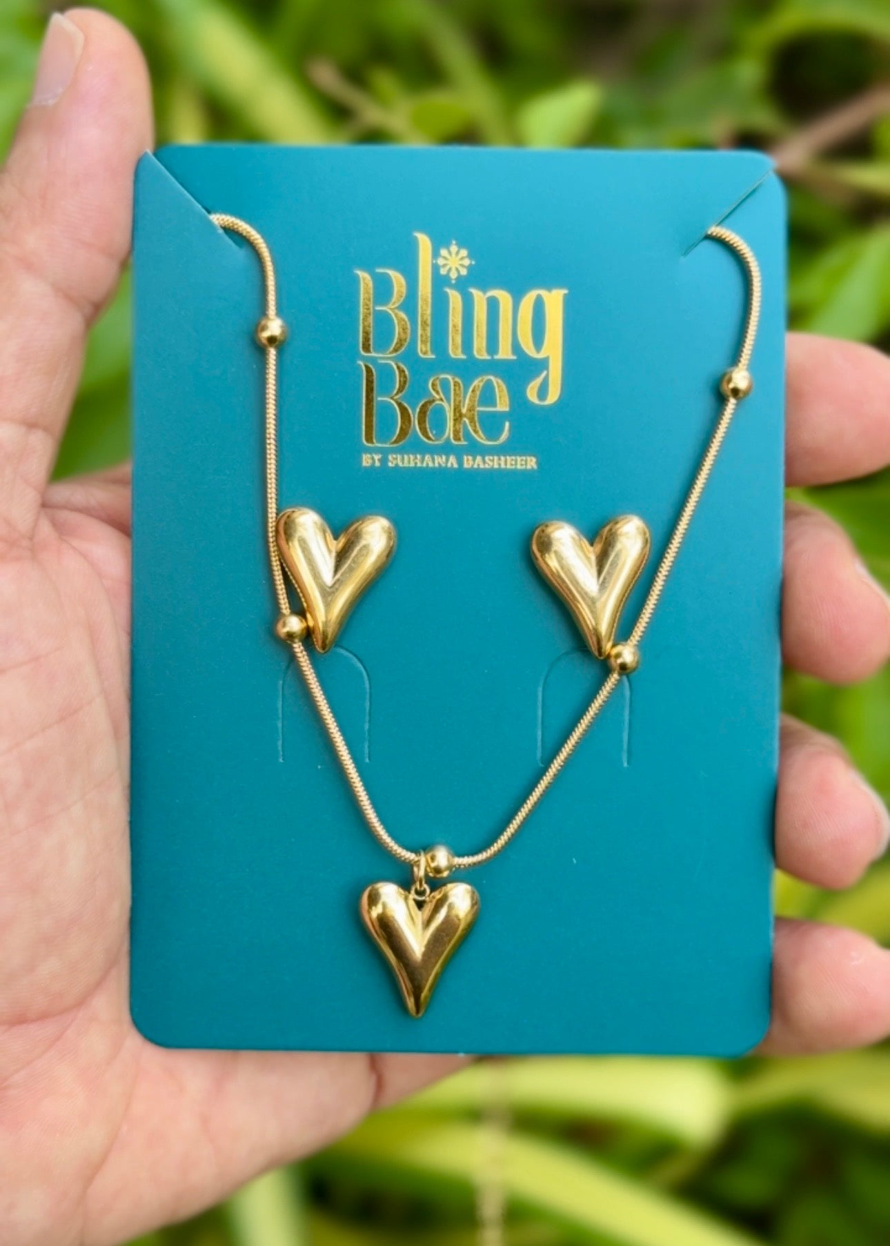 Golden Heart Luxe Necklace & Earrings Set šāØ