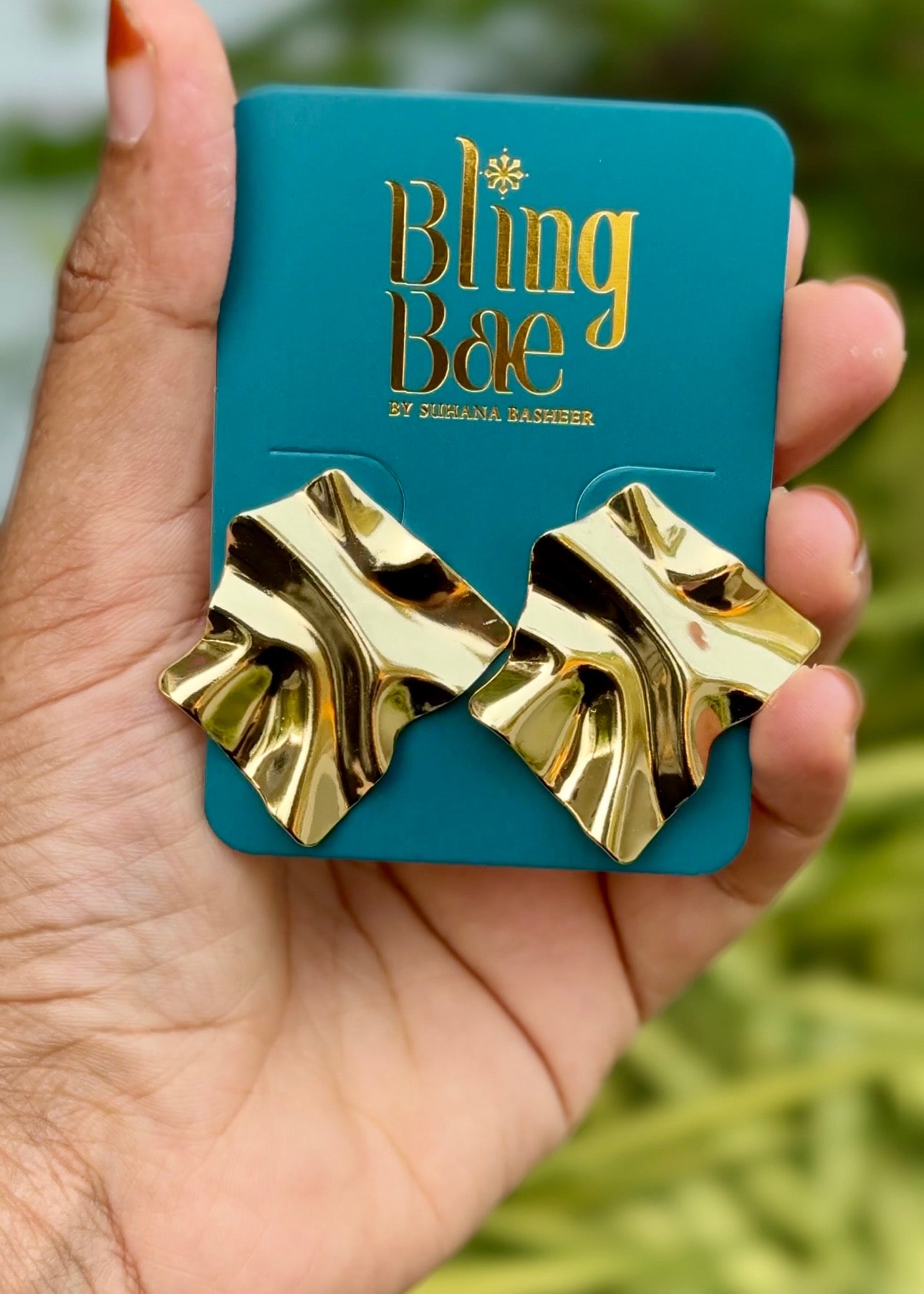 Golden Ripple Statement Earrings