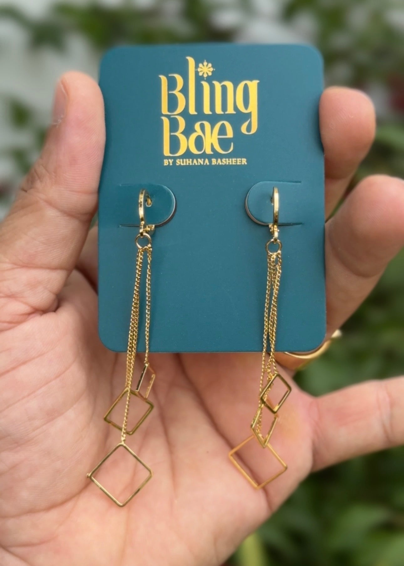 Golden Geometric Cascade Drops Earrings