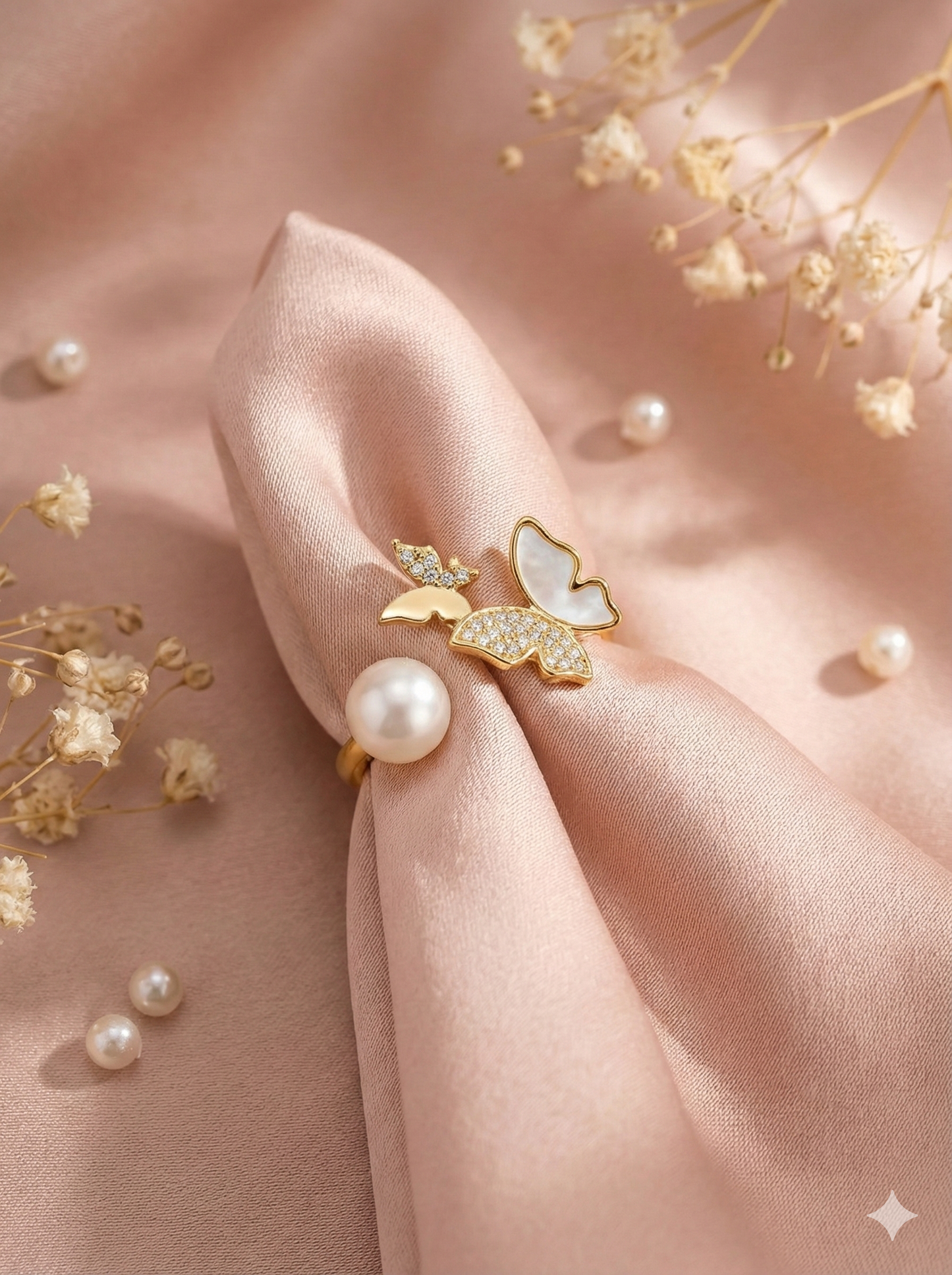 Pearl Flutter Rings (Adjustable)