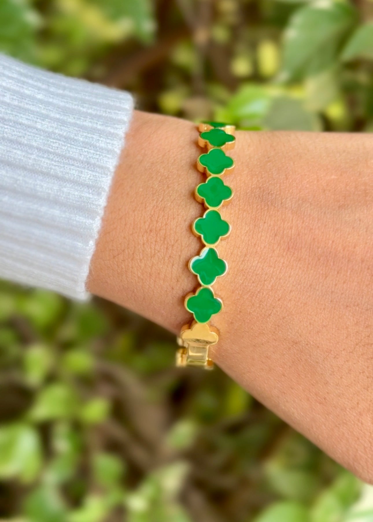 Emerald Clover Luxe Cuff Bangles ✨