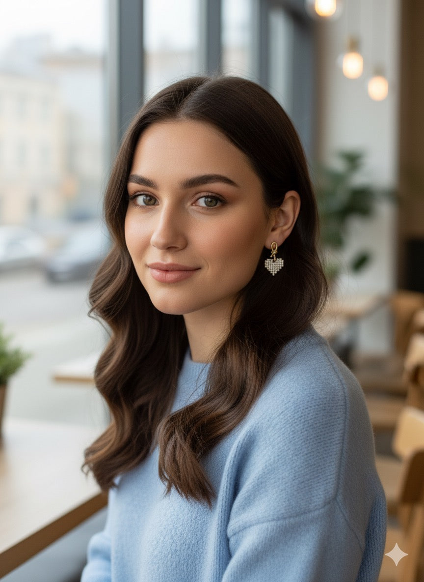 Knot And Pave Heart Drop Earrings