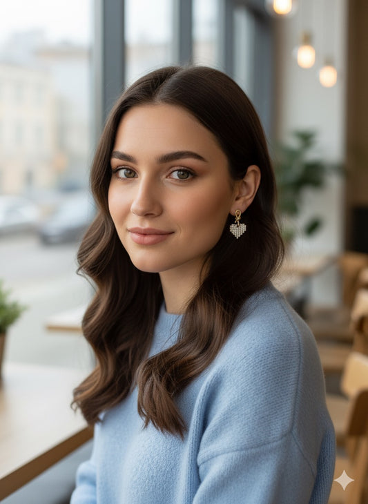 Knot And Pave Heart Drop Earrings