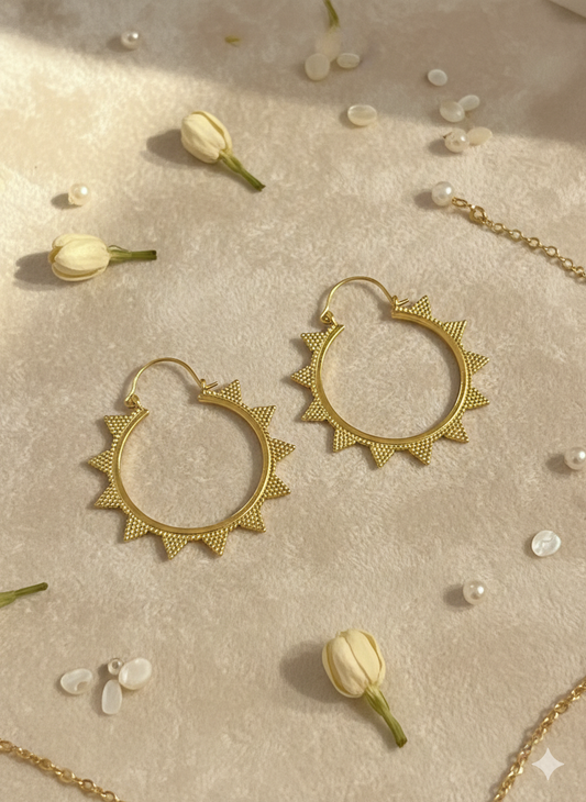 Solar Flare Golden Hoops Earrings