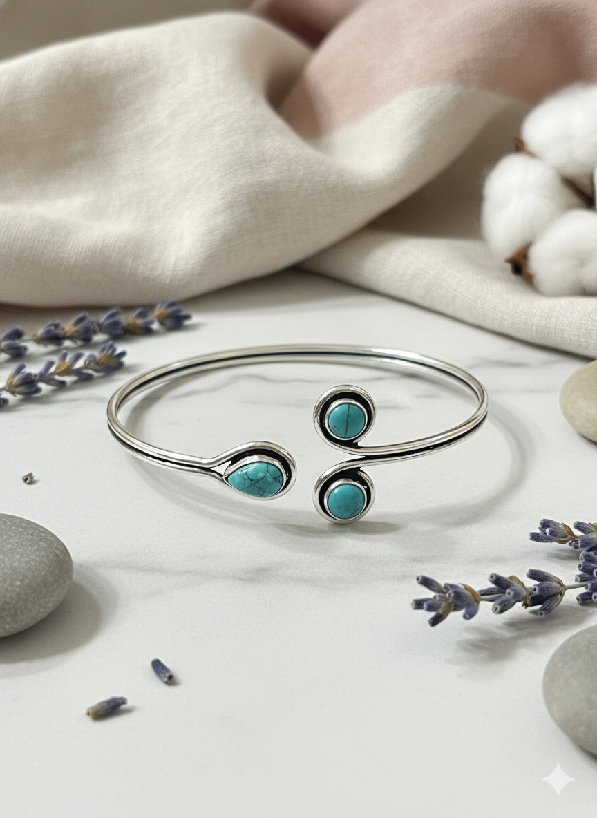 Trio Turquoise Flow Cuff Bangles (Adjustable)