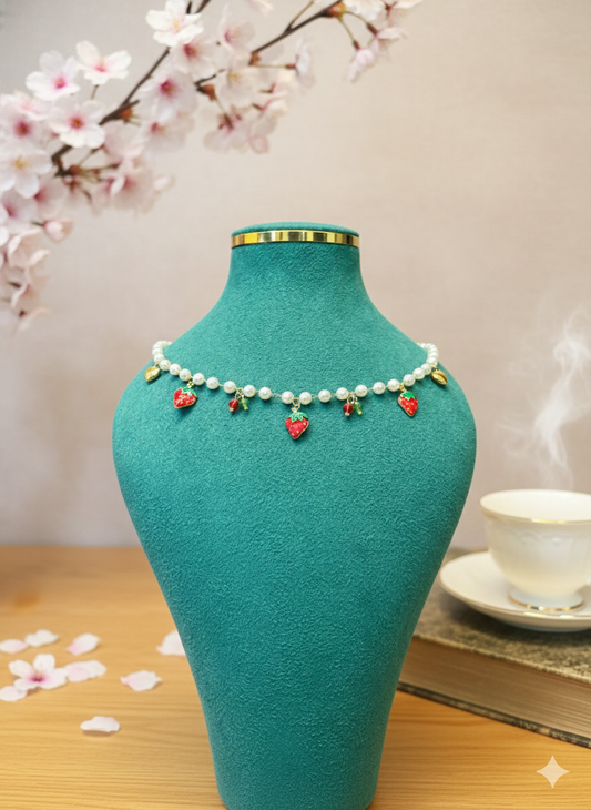 Strawberry Pearl Charm Necklace