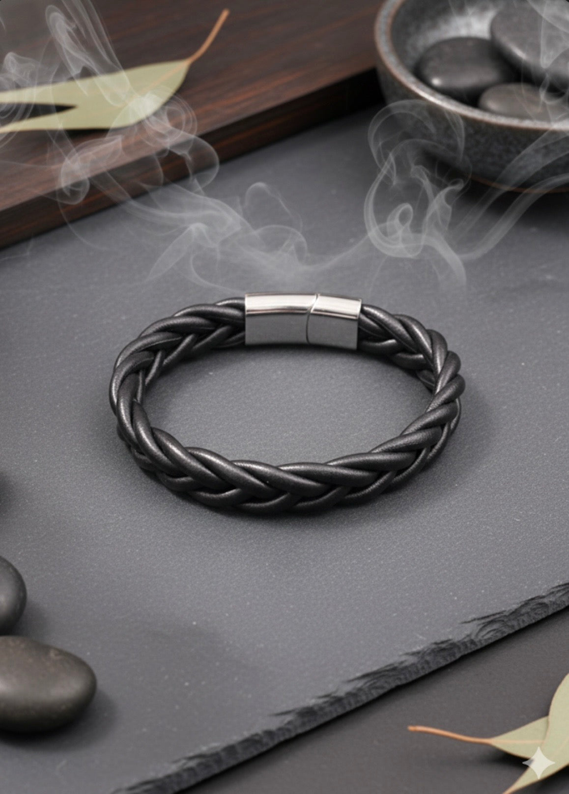 Obsidian Braid Leather Men’s Wristbands