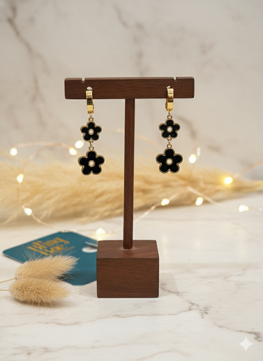 Black Blossom Earrings