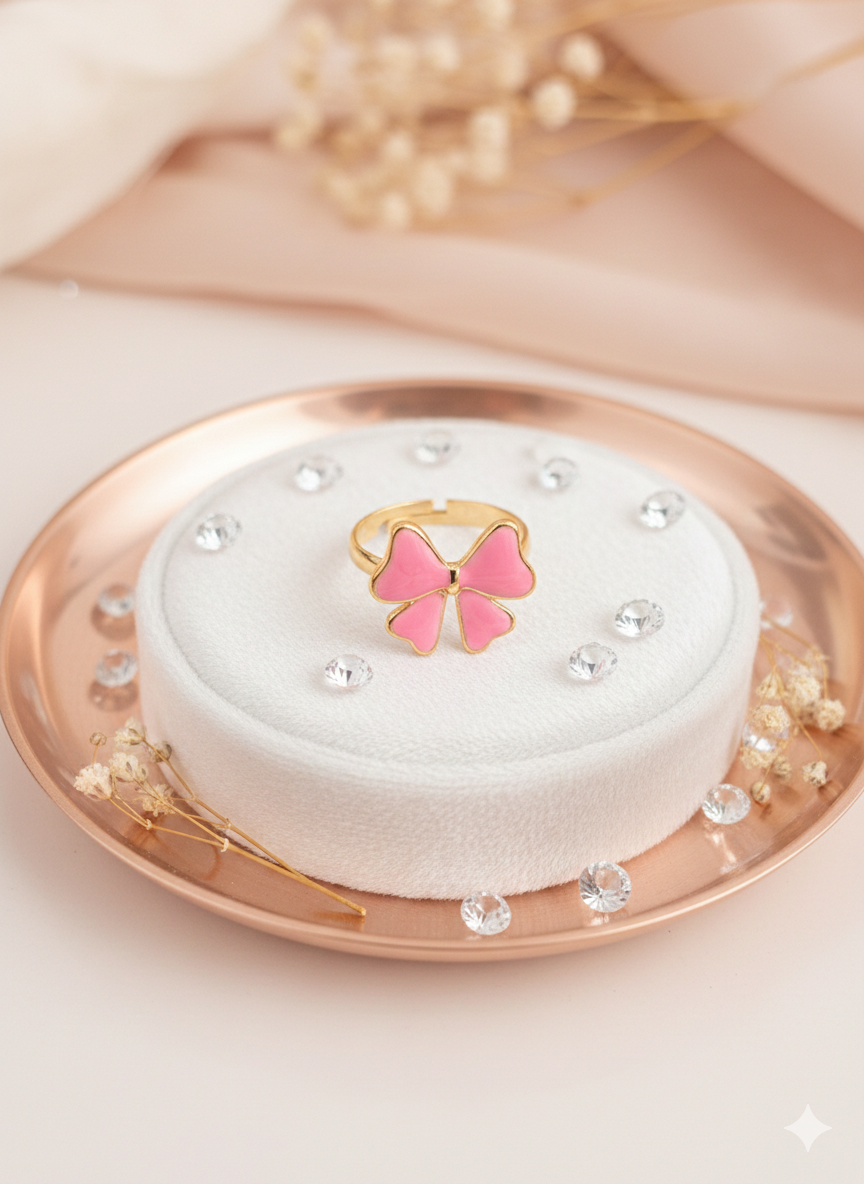 Bow Rings Candy Pink (Adjustable)