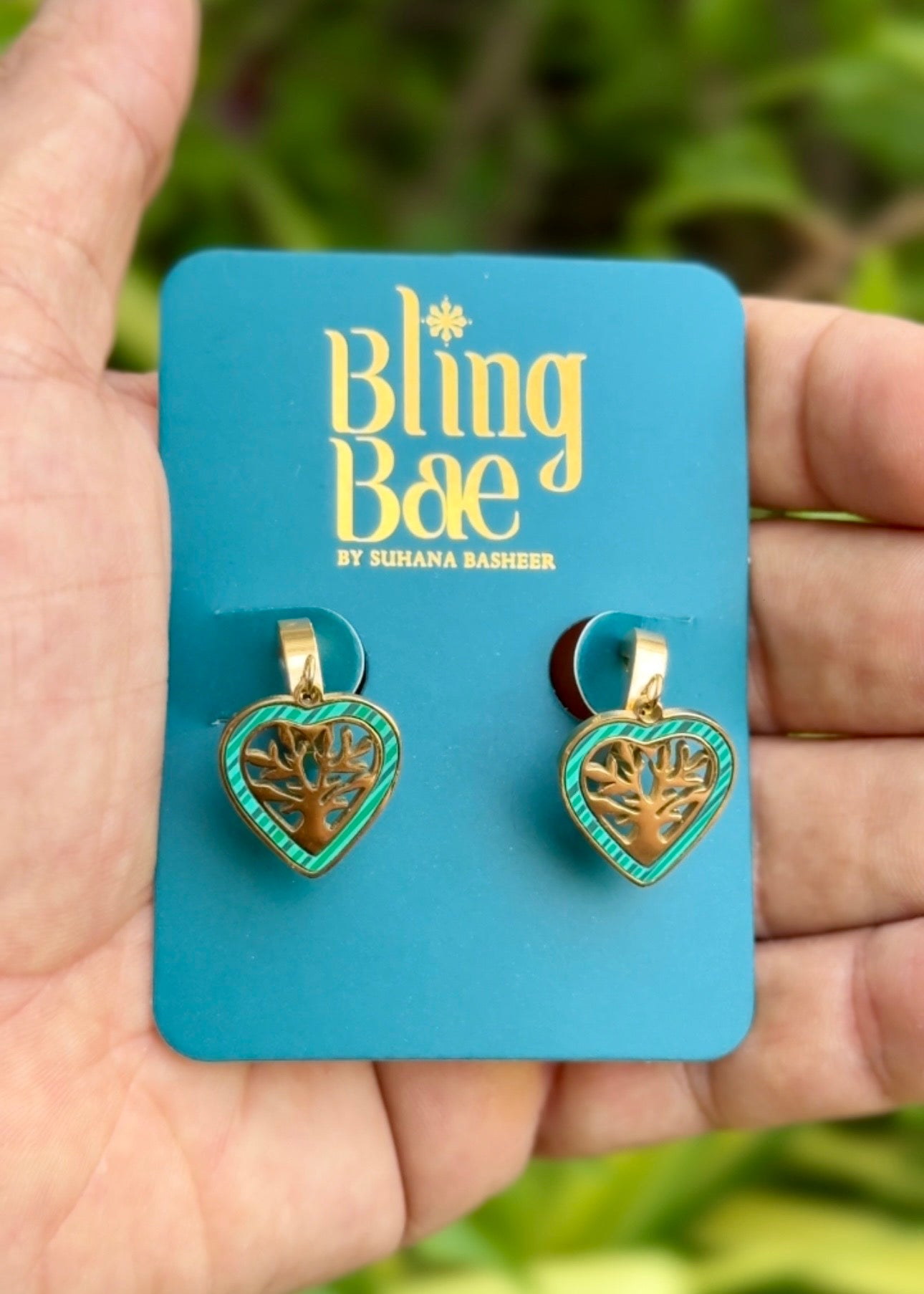 Emerald Heart Tree Drops Earrings πβ¨