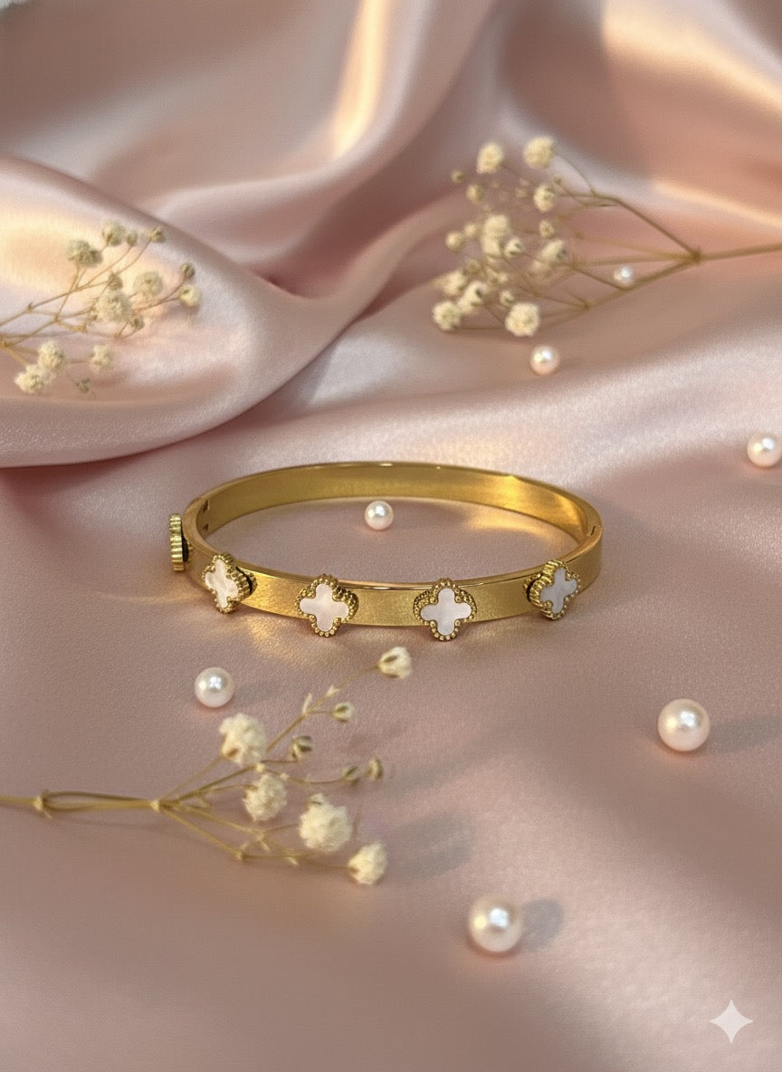 Elegant Clover Cuff Bangle