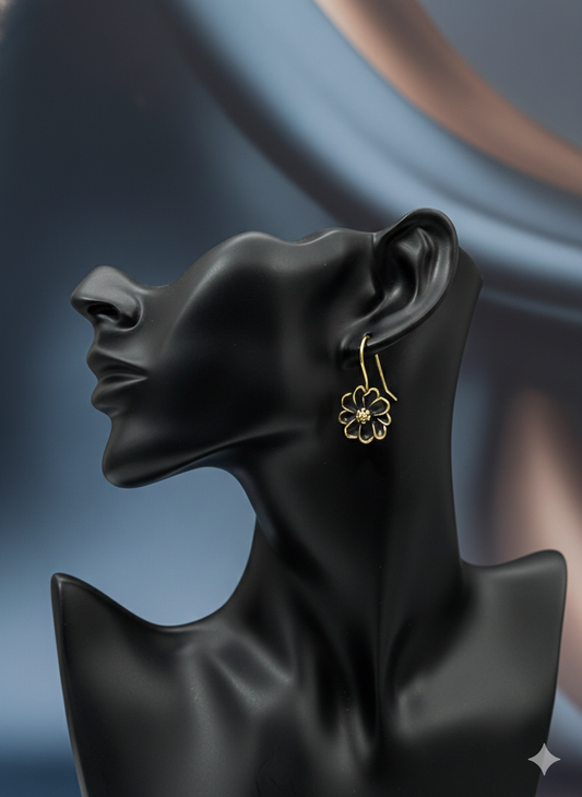 Golden Bloom Outline Drops Earrings