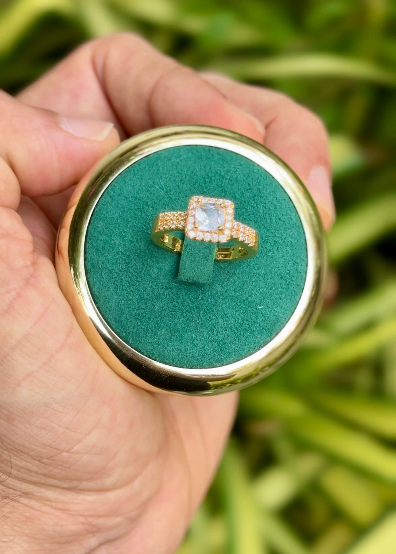 Radiant Square Halo Rings ✨ (Adjustable)