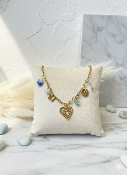 Blue Charm Story Necklace