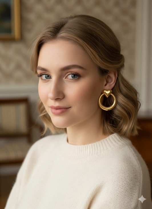 Heart-top Hoop Earrings