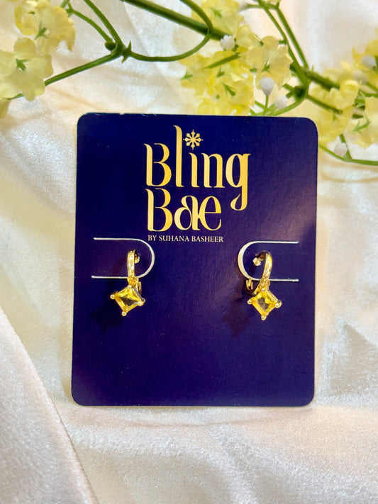 Yellow Gemstone Hoop Earrings