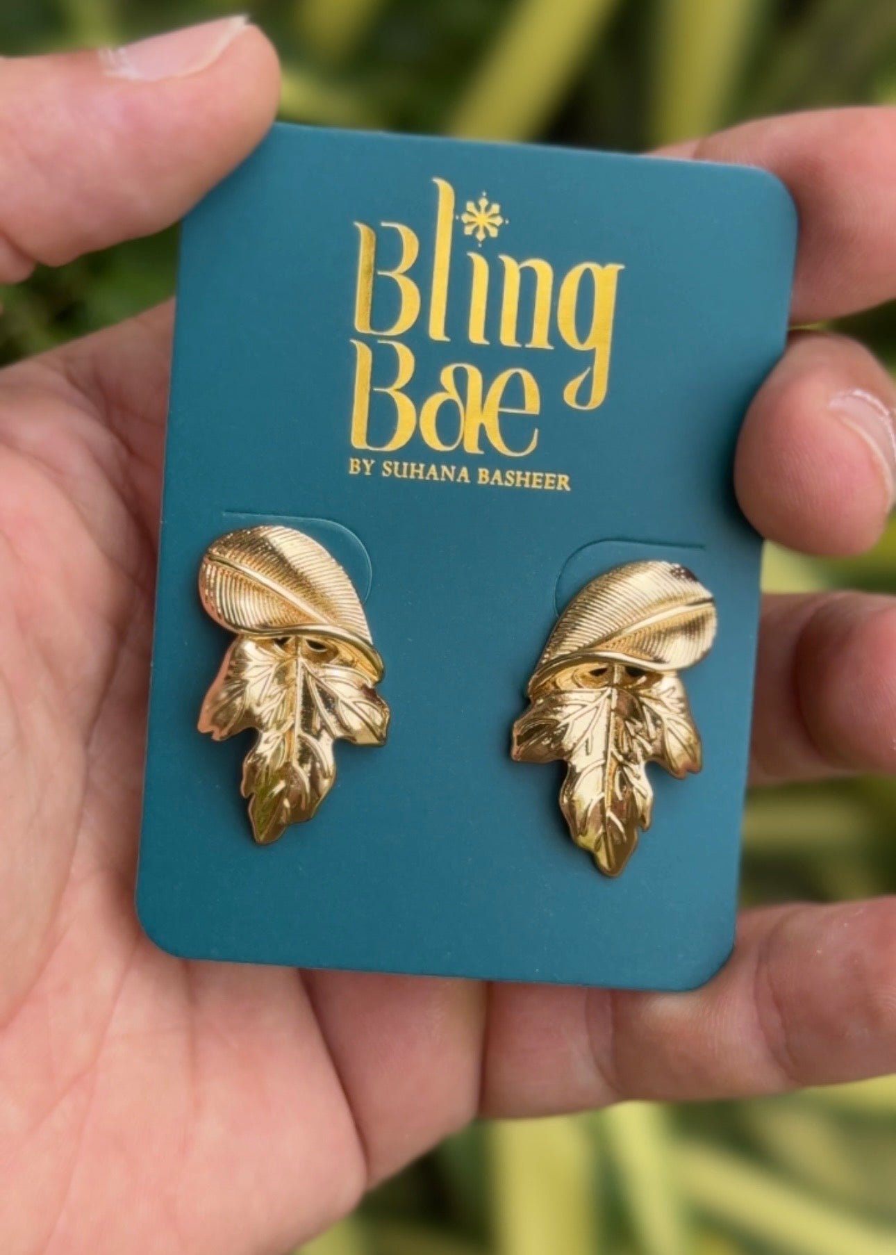 Golden Autumn Leaf Studs