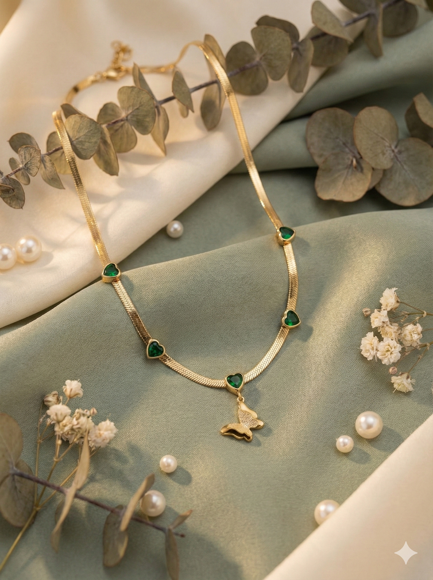 Emerald Flutter Necklace