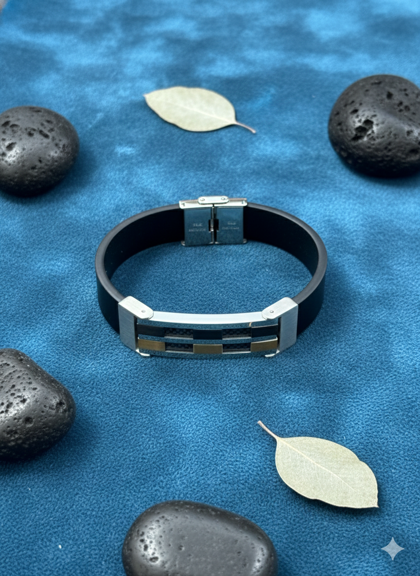 Carbon Grid Steel Wristbands