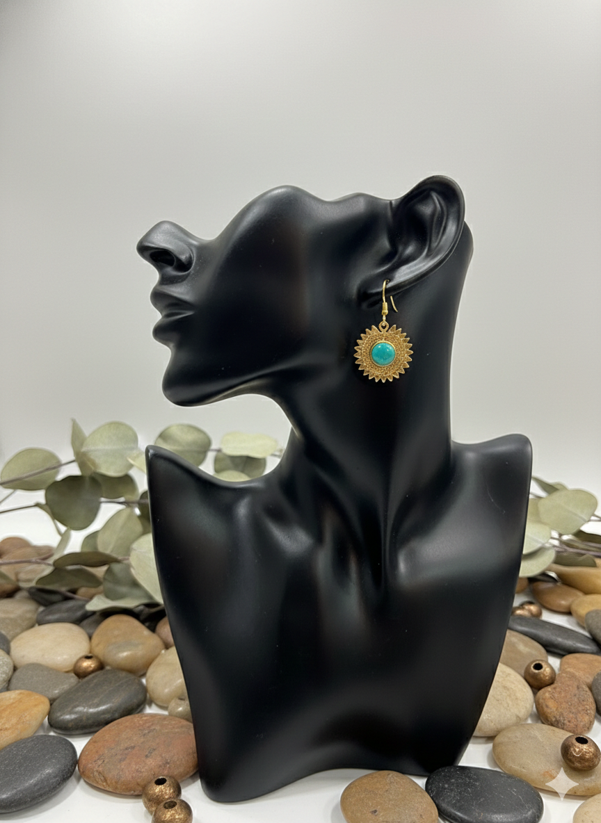Turquoise Sun Medallion Earrings