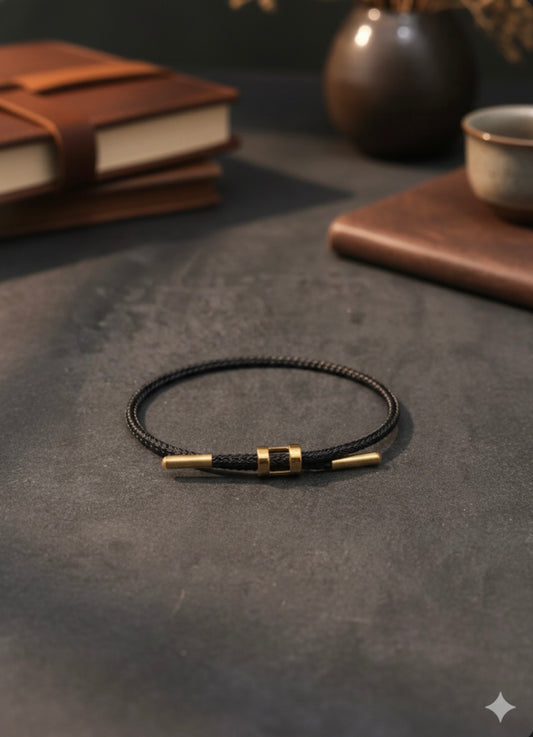 Midnight Weave Gold-Lock Men’s Wristbands
