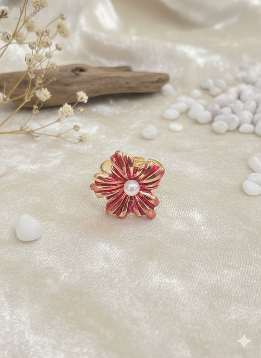 Blossom Pearl Rings (Adjustable)