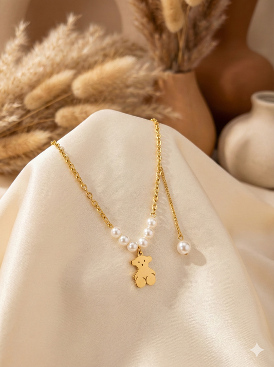 Teddy Pearl Charm Necklace