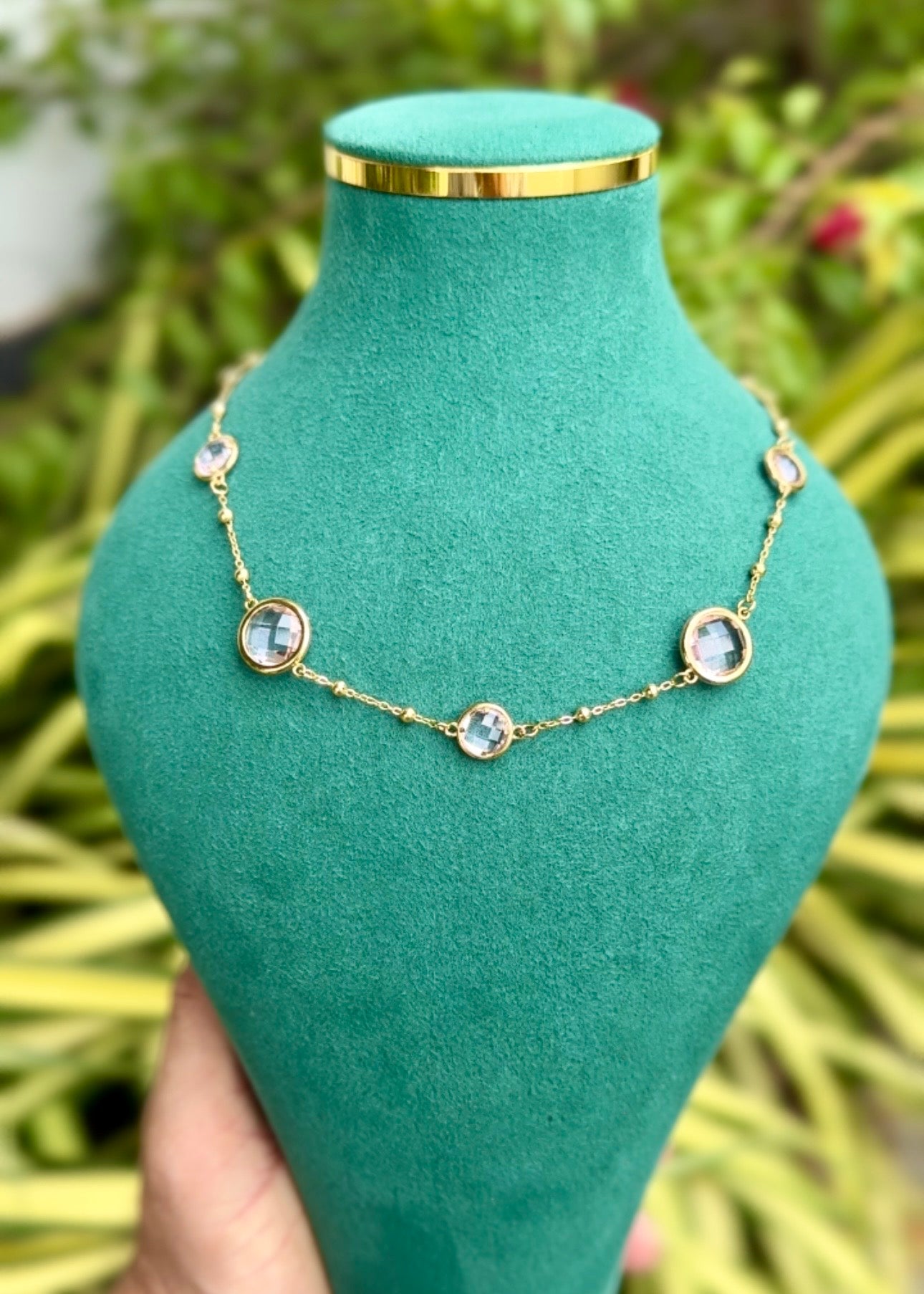 Pink Crystal Orbit Elegance Necklace ✨