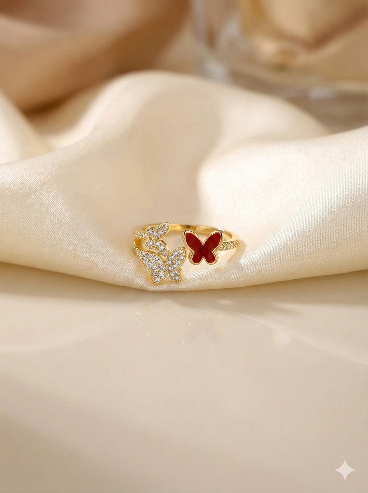 Crimson Butterfly Rings (Adjustable)