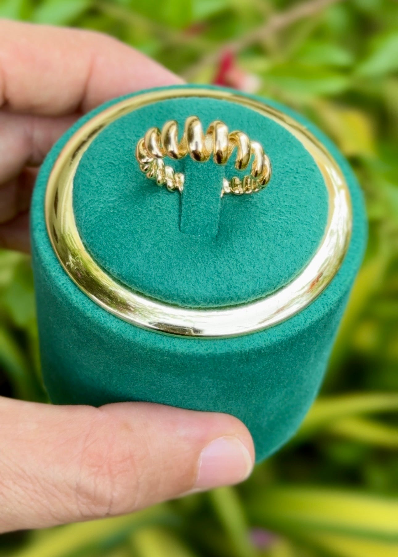 Golden Coil Statement Rings (Adjustable)