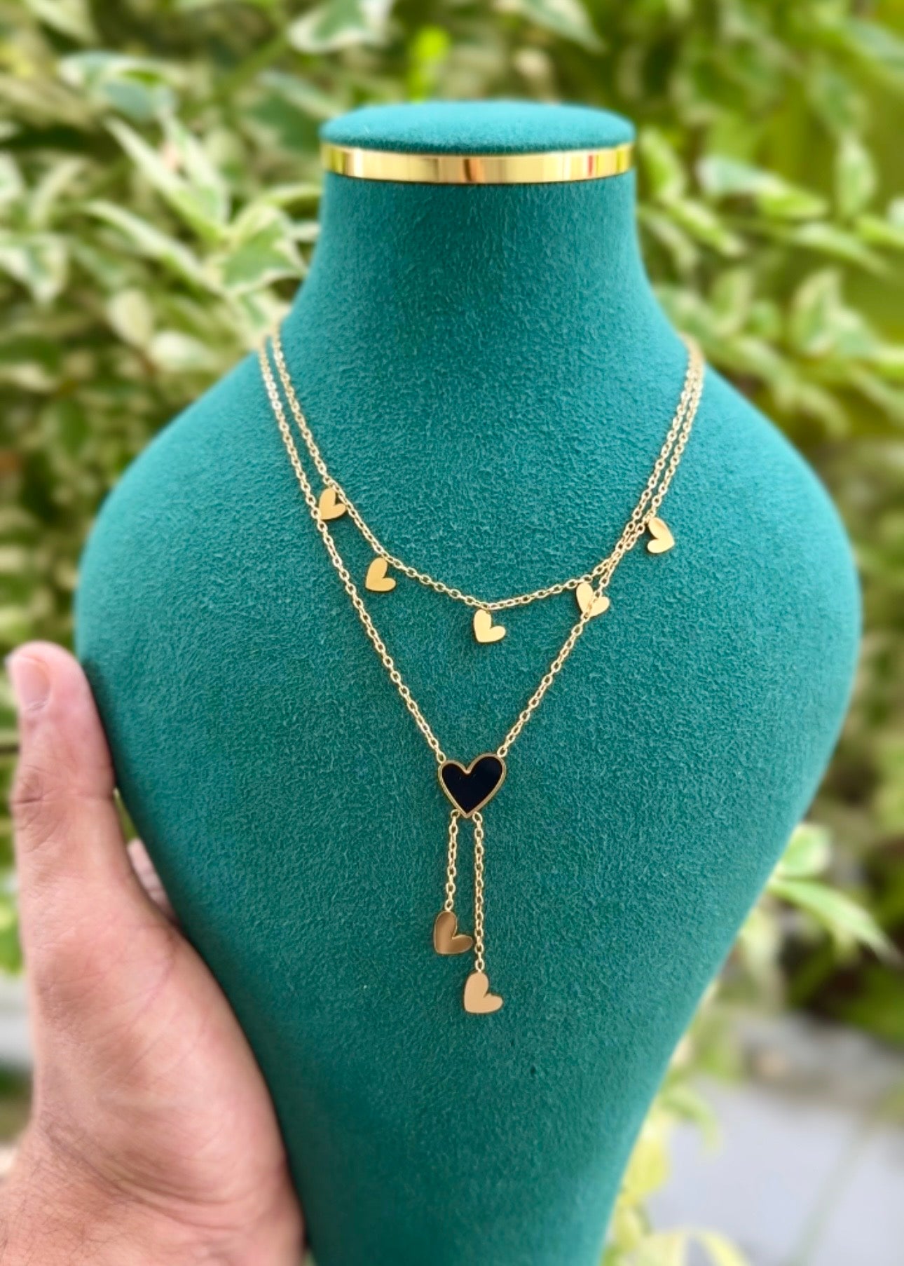 Midnight Luxe Heart Layered Necklace 🖤✨
