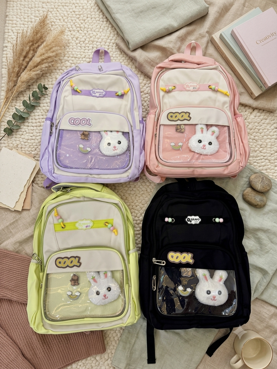 Aesthetic School Bag ā Bunny Cool Series šāØ