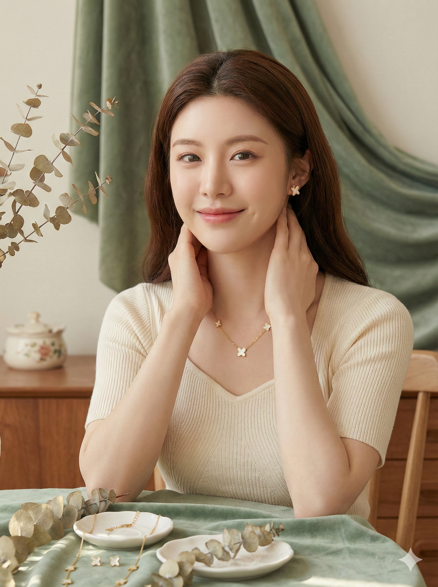 The Graceful Motif Necklace & Earrings Set