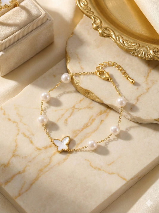 Gold Mother-of-Pearl Butterfly Bracelets