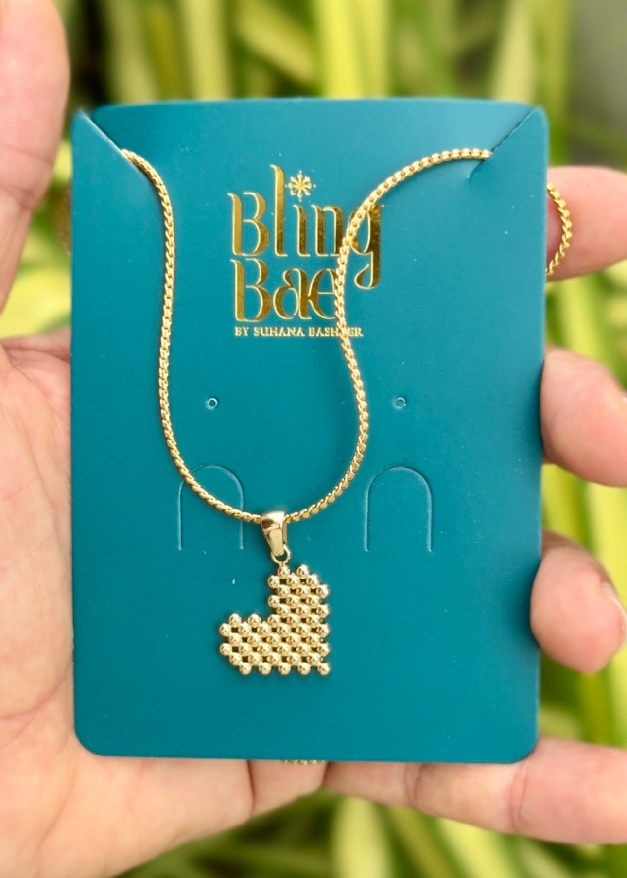 Golden Mesh Heart Necklace ✨ (316L Grade)
