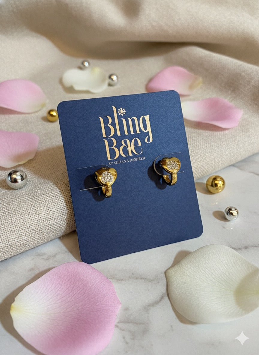 Golden Heart Hoops Earrings