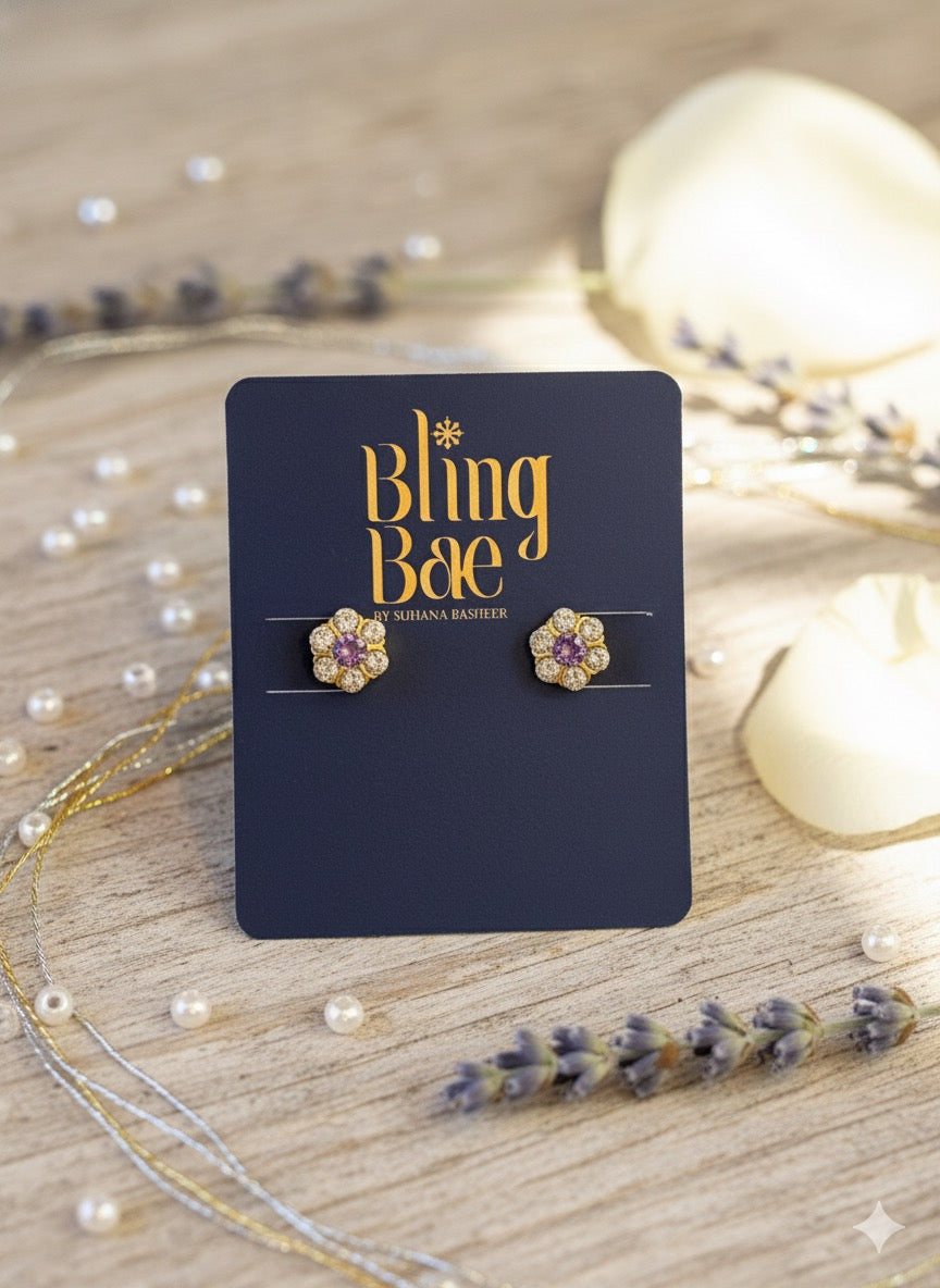 Amethyst Bloom Ear Studs