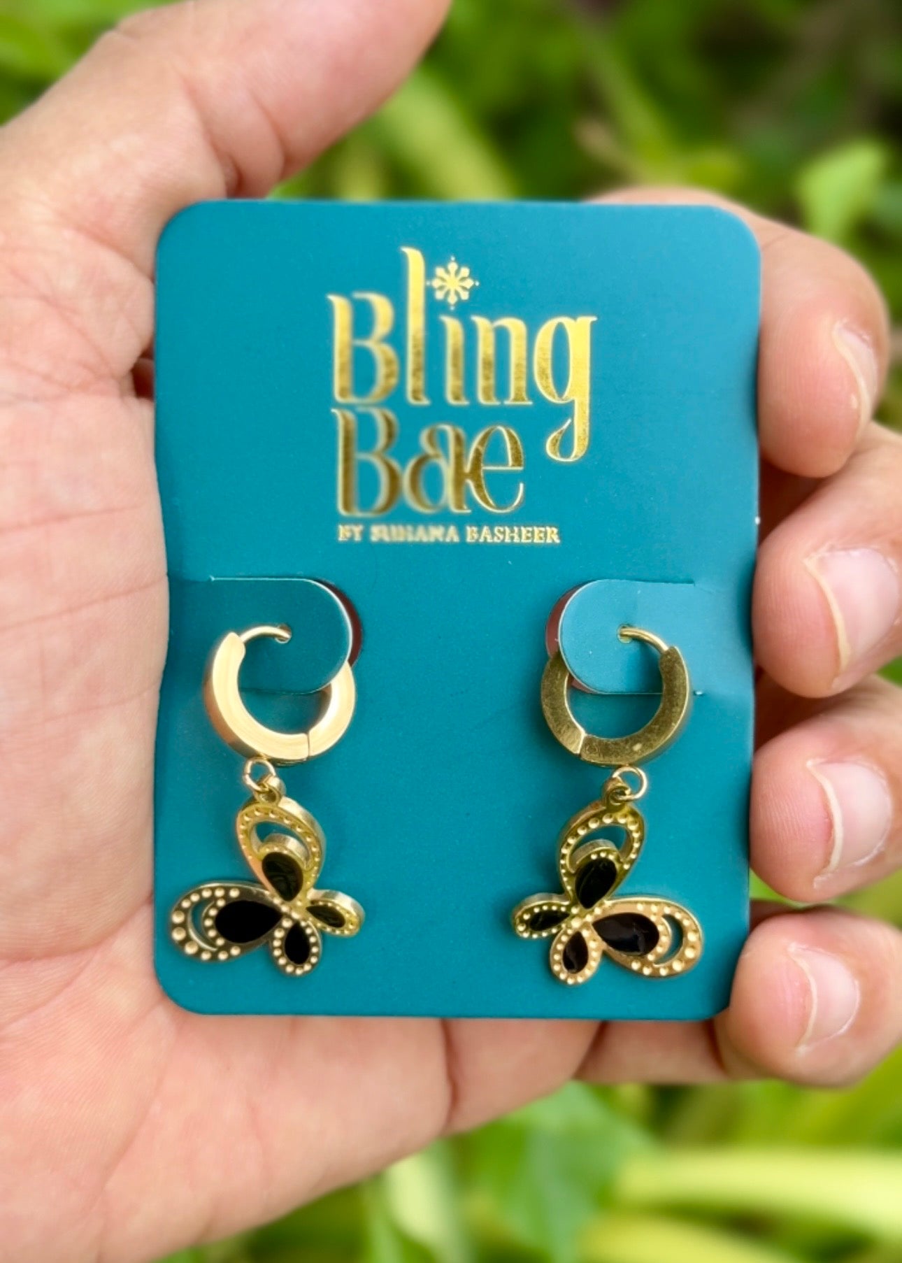 Noir Flutter Luxe Hoops Earrings 🦋✨