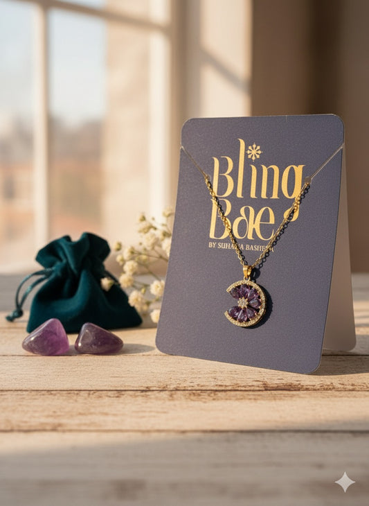 Violet Moon Charm Chain With Pendant