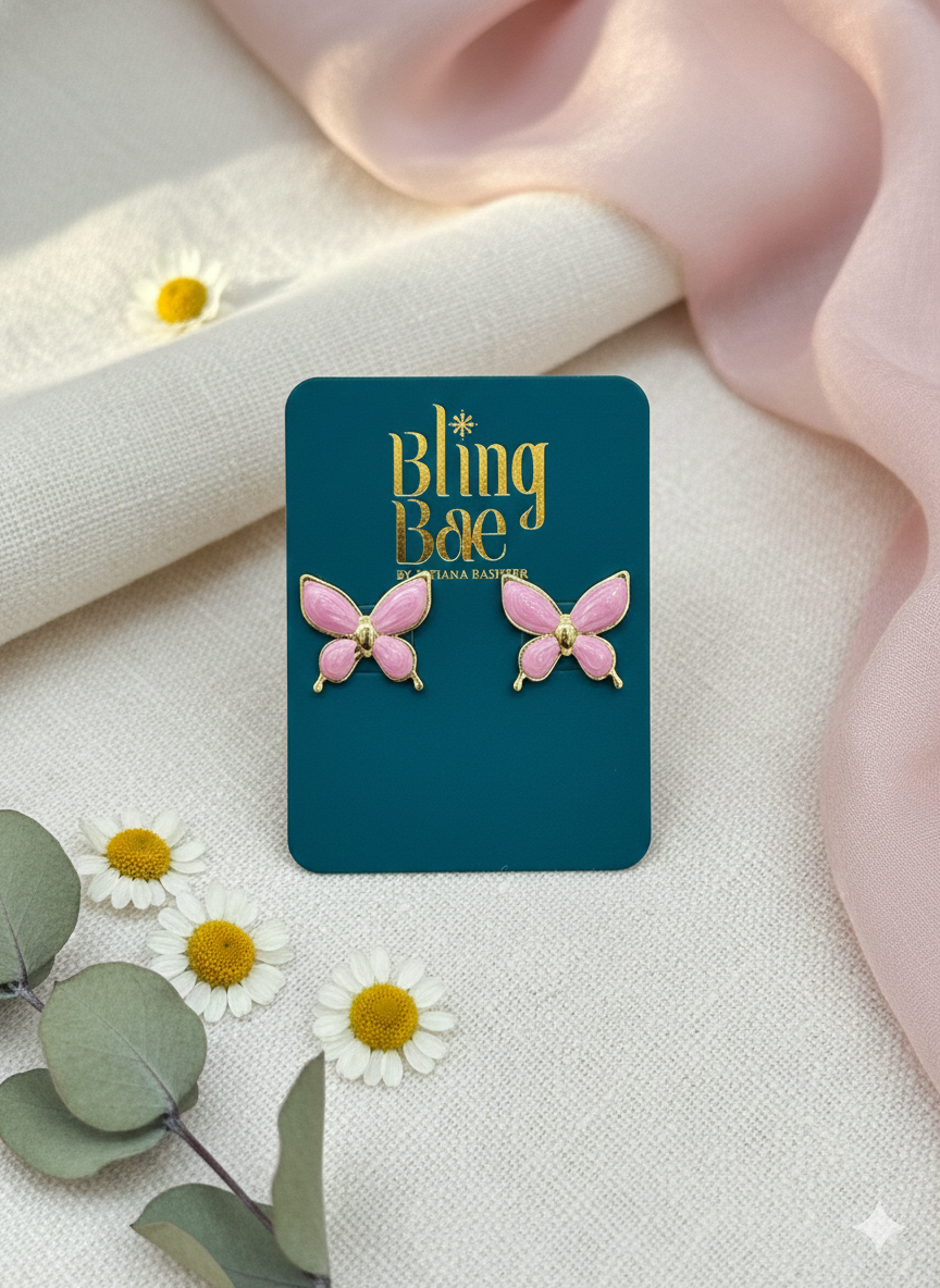 Blush Butterfly Studs