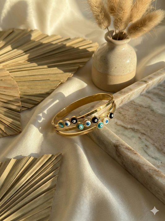 Evil Eye Trinity Cuff Bangle