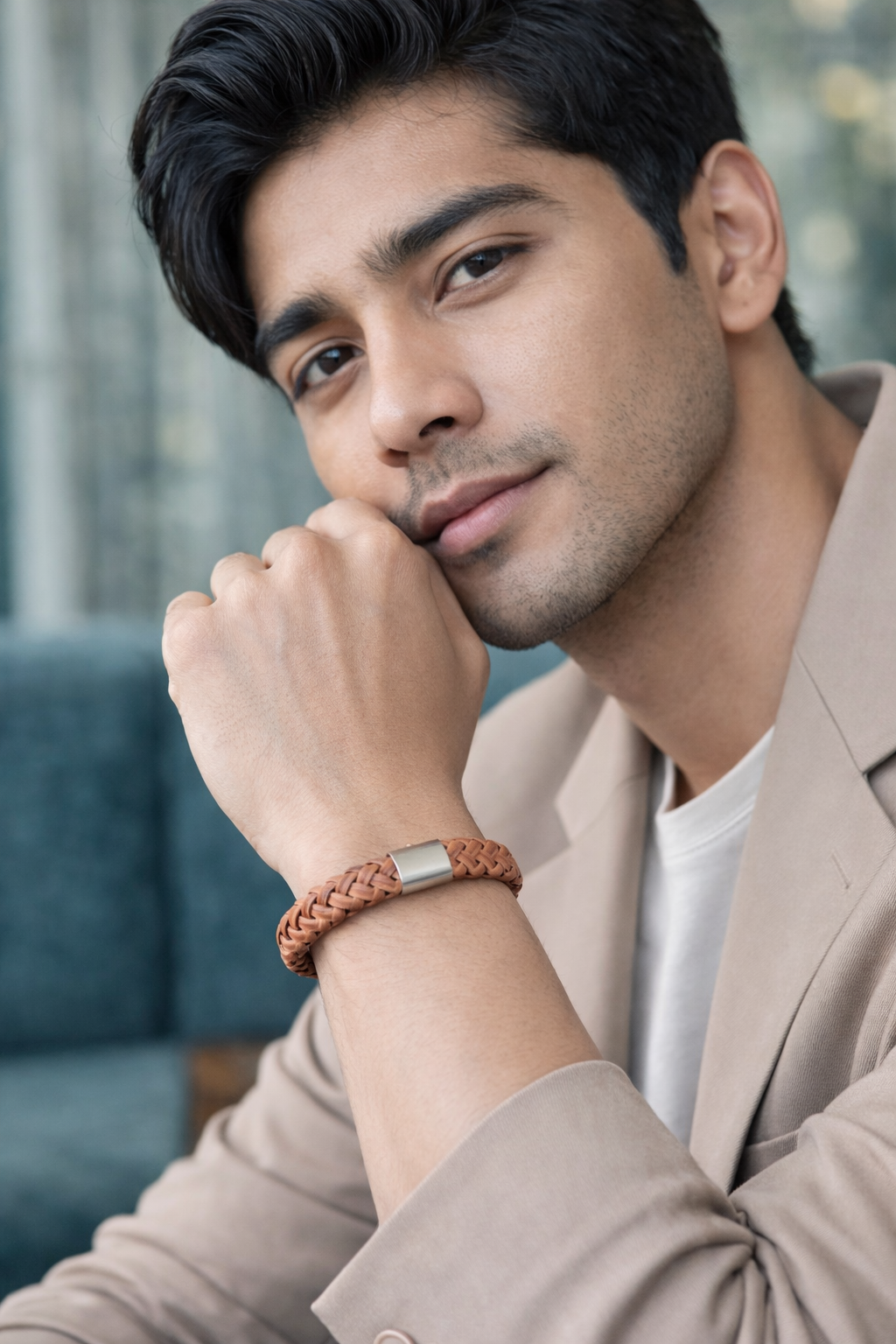 Rustic Weave Leather Men’s Wristbands