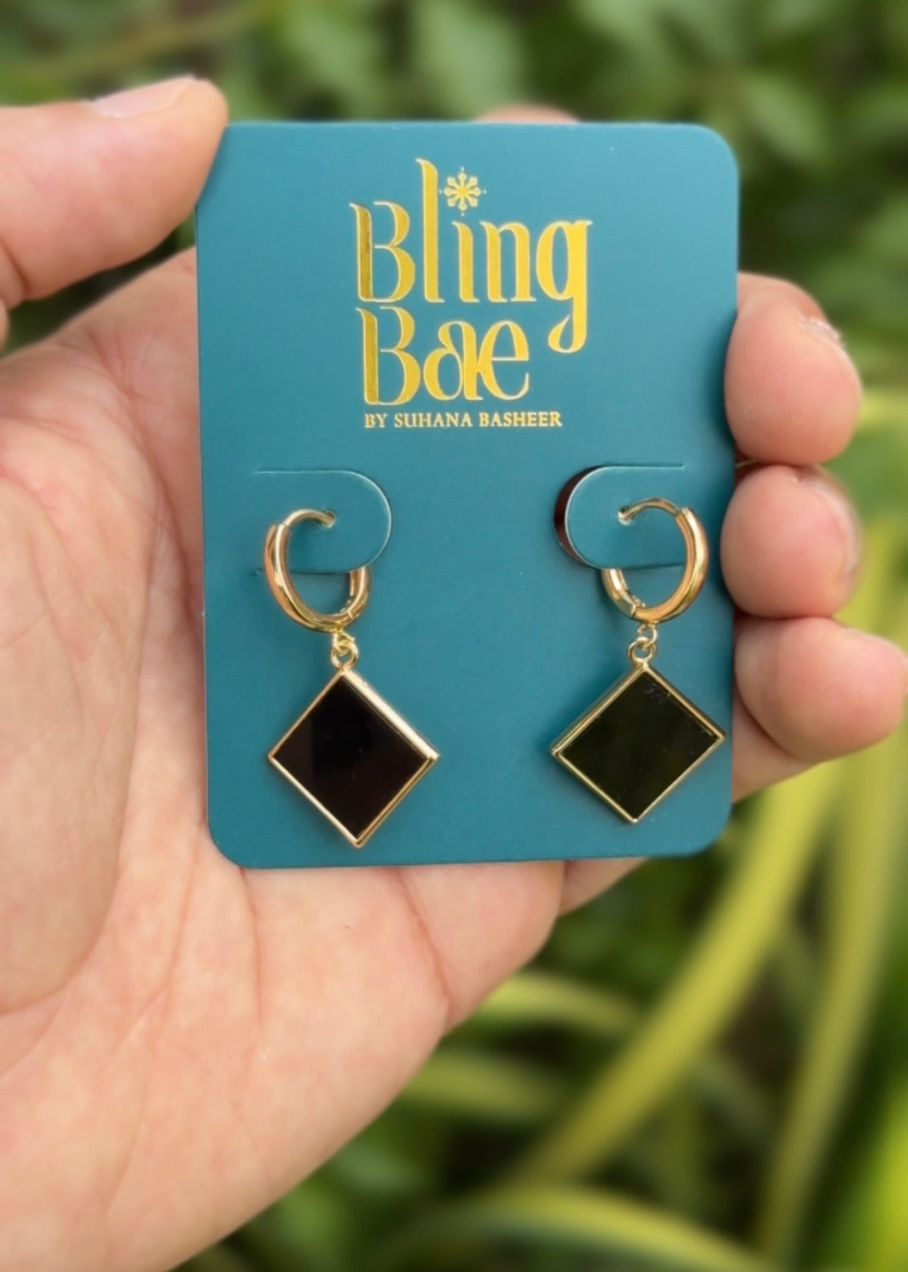 Midnight Charm Drop Hoops Earrings