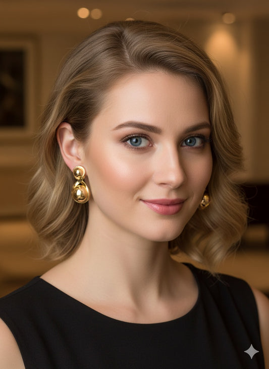 Gold Ball Drop Earrings