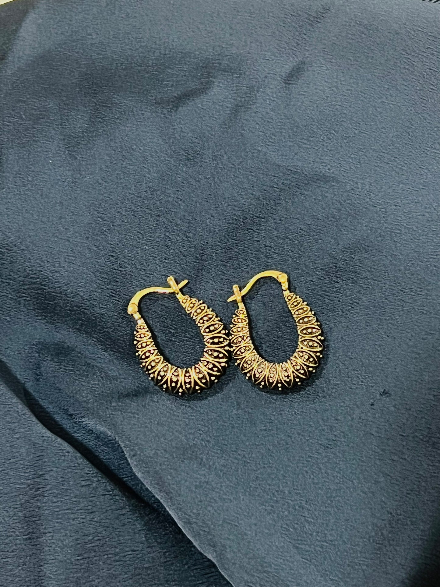 Antique Ember Textured Hoops Earrings